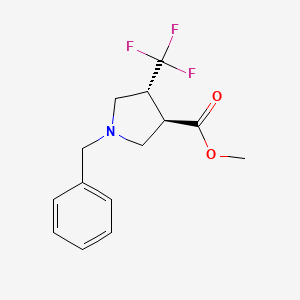 molecular formula C14H16F3NO2 B15331886 trans-Methyl 1-benzyl-4-(trifluoromethyl)pyrrolidine-3-carboxylate 