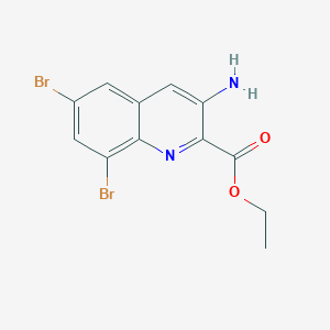 molecular formula C12H10Br2N2O2 B15332867 Ethyl 3-amino-6,8-dibromoquinoline-2-carboxylate 