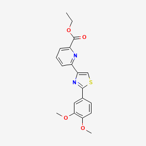 molecular formula C19H18N2O4S B15332999 Ethyl 6-(2-(3,4-dimethoxyphenyl)thiazol-4-yl)picolinate 
