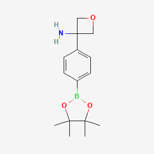 molecular formula C15H22BNO3 B15333419 3-(4-(4,4,5,5-Tetramethyl-1,3,2-dioxaborolan-2-yl)phenyl)oxetan-3-amine 