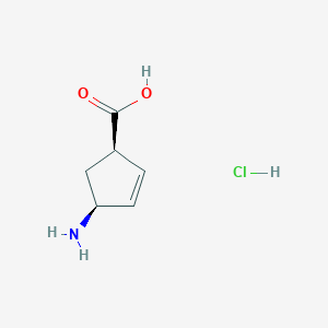 molecular formula C6H10ClNO2 B153335 (1R,4S)-4-aminocyclopent-2-enecarboxylic acid hydrochloride CAS No. 130931-85-0