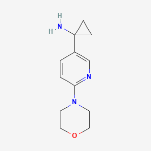 molecular formula C12H17N3O B15334176 1-(6-Morpholinopyridin-3-yl)cyclopropanamine 