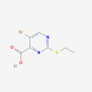 molecular formula C7H7BrN2O2S B15335359 5-Bromo-2-(ethylthio)pyrimidine-4-carboxylic Acid 