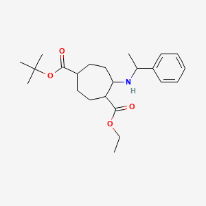 molecular formula C23H35NO4 B15336584 1-(tert-Butyl) 4-ethyl 5-((1-phenylethyl)amino)cycloheptane-1,4-dicarboxylate 