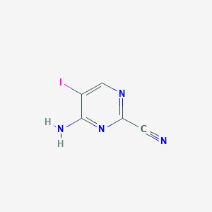 molecular formula C5H3IN4 B15336877 4-Amino-5-iodopyrimidine-2-carbonitrile 