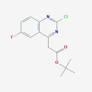 molecular formula C14H14ClFN2O2 B15338616 tert-Butyl 2-Chloro-6-fluoroquinazoline-4-acetate 