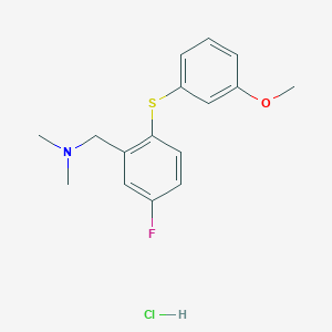 molecular formula C16H19ClFNOS B153397 Benzenemethanamine, 5-fluoro-2-((3-methoxyphenyl)thio)-N,N-dimethyl-, hydrochloride CAS No. 134987-47-6
