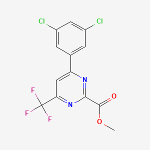molecular formula C13H7Cl2F3N2O2 B15339774 Methyl 4-(3,5-dichlorophenyl)-6-(trifluoromethyl)pyrimidine-2-carboxylate 