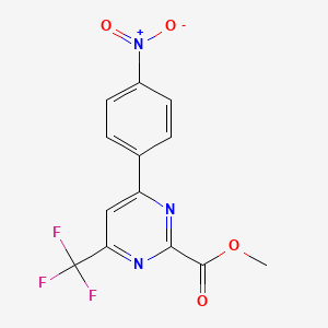 molecular formula C13H8F3N3O4 B15340689 Methyl 4-(4-nitrophenyl)-6-(trifluoromethyl)pyrimidine-2-carboxylate 