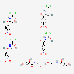 molecular formula C62H80CaCl8N10O30 B15340932 Chloramphenicol pantothenate calcium CAS No. 31342-36-6