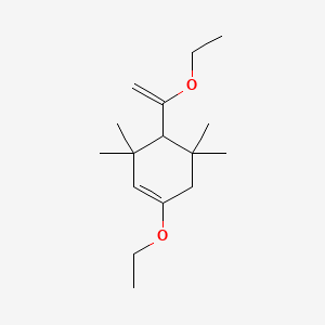 molecular formula C16H28O2 B15341051 Cyclohexene, 1-ethoxy-4-(1-ethoxyethenyl)-3,3,5,5-tetramethyl- CAS No. 36306-86-2