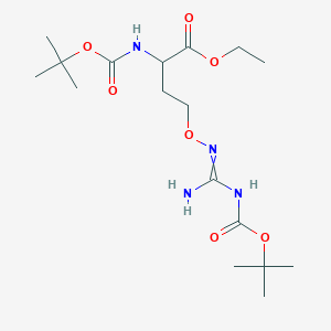molecular formula C17H32N4O7 B15341096 Ethyl (S)-4-[(3-Boc-guanidino)oxy]-2-(Boc-amino)butanoate 