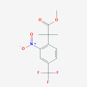molecular formula C12H12F3NO4 B15341150 Methyl 2-Methyl-2-[2-nitro-4-(trifluoromethyl)phenyl]propionate 