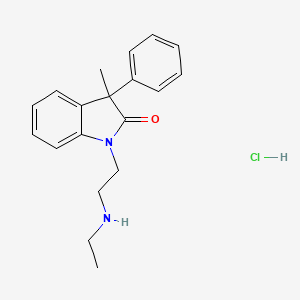molecular formula C19H23ClN2O B15341252 1,3-Dihydro-1-(2-(ethylamino)ethyl)-3-methyl-3-phenyl-2H-indol-2-one hydrochloride CAS No. 37129-50-3