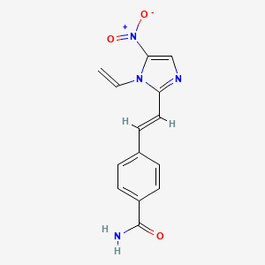 molecular formula C14H12N4O3 B15341282 4-[(E)-2-(1-ethenyl-5-nitroimidazol-2-yl)ethenyl]benzamide CAS No. 41552-55-0