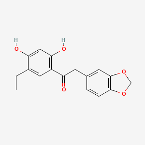 molecular formula C17H16O5 B15341398 2-(1,3-Benzodioxol-5-yl)-1-(5-ethyl-2,4-dihydroxyphenyl)ethanone CAS No. 159647-53-7