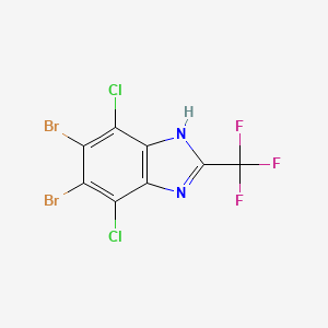 molecular formula C8HBr2Cl2F3N2 B15341680 Benzimidazole, 5,6-dibromo-4,7-dichloro-2-(trifluoromethyl)- CAS No. 14689-59-9