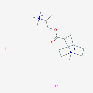 molecular formula C15H30I2N2O2 B15341868 Trimethyl-[1-(1-methyl-1-azoniabicyclo[2.2.2]octane-7-carbonyl)oxypropan-2-YL]azanium diiodide CAS No. 15521-07-0