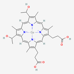 molecular formula C34H36CuN4O6-4 B15342067 3-[(1Z,4Z,10Z,14Z)-18-(2-carboxyethyl)-7,12-bis(1-hydroxyethyl)-3,8,13,17-tetramethylporphyrin-21,22,23,24-tetraid-2-yl]propanoic acid;copper 