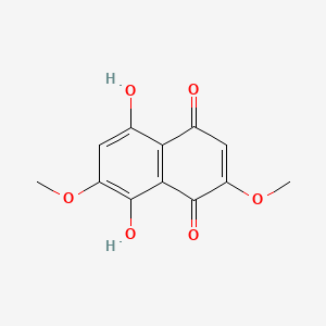 molecular formula C12H10O6 B15342091 5,8-Dihydroxy-2,7-dimethoxy-1,4-naphthoquinone CAS No. 2808-46-0