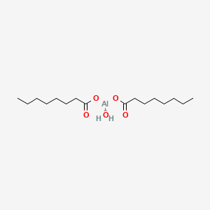 molecular formula C16H32AlO5 B15342122 Hydroxybis(octanoato-O)aluminium CAS No. 14049-51-5