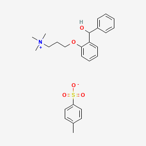 molecular formula C26H33NO5S B15342125 AMMONIUM, (3-(2-(alpha-HYDROXYBENZYL)PHENOXY)PROPYL)TRIMETHYL-, TOLUENESULFONATE CAS No. 13002-43-2