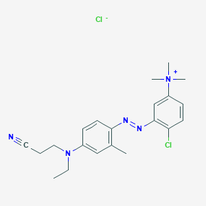 molecular formula C21H27Cl2N5 B15342385 Benzenaminium, 4-chloro-3-((4-((2-cyanoethyl)ethylamino)-2-methylphenyl)azo)-N,N,N-trimethyl-, chloride CAS No. 36116-28-6