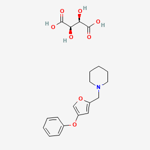 molecular formula C20H25NO8 B15342390 Furan, 2-(1-piperidinomethyl)-4-phenoxy-, tartrate CAS No. 101833-18-5