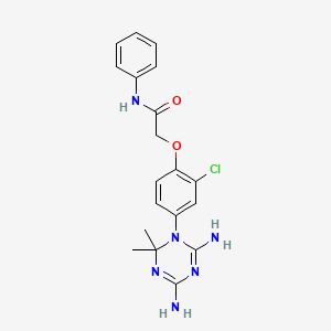 molecular formula C19H21ClN6O2 B15342518 Acetamide, 2-[2-chloro-4-(4,6-diamino-2,2-dimethyl-1,3,5-triazin-1(2H)-yl)phenoxy]-N-phenyl- CAS No. 31191-19-2