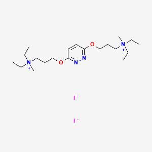 molecular formula C20H40I2N4O2 B15342529 Ammonium, (3,6-pyridazinediylbis(oxytrimethylene))bis(diethylmethyl-, diiodide CAS No. 3572-35-8