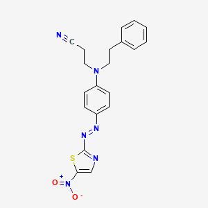 molecular formula C20H18N6O2S B15342538 Propanenitrile, 3-(4-((5-nitro-2-thiazolyl)azo)(2-phenylethyl)amino)- CAS No. 19745-44-9