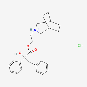 molecular formula C25H32ClNO3 B15342646 Mandelic acid, alpha-benzyl-, 2-(3-azabicyclo(3.2.2)non-3-yl)ethyl ester, hydrochloride CAS No. 101756-42-7