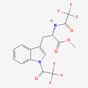 molecular formula C16H12F6N2O4 B15342937 methyl (2S)-2-[(2,2,2-trifluoroacetyl)amino]-3-[1-(2,2,2-trifluoroacetyl)indol-3-yl]propanoate 