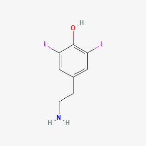molecular formula C8H9I2NO B15343178 4-(2-Aminoethyl)-2,6-diiodophenol CAS No. 370-00-3