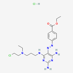 molecular formula C20H30Cl2N8O2 B15343319 ethyl 4-[[2,4-diamino-6-[3-[2-chloroethyl(ethyl)amino]propylamino]pyrimidin-5-yl]diazenyl]benzoate;hydrochloride CAS No. 19565-14-1