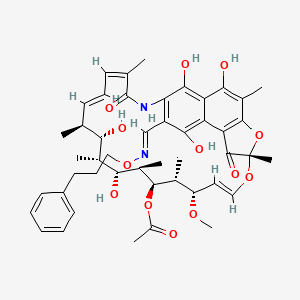 molecular formula C47H58N2O13 B15343471 3-Formyl rifamycin SV O-3-phenylpropyl oxime CAS No. 38128-87-9