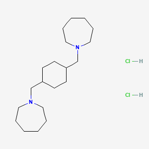 molecular formula C20H40Cl2N2 B15343570 Cyclohexane, 1,4-bis(hexahydroazepinylmethyl)-, dihydrochloride, (E)- CAS No. 1234-22-6
