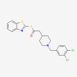 molecular formula C21H20Cl2N2OS2 B15343773 S-(1,3-benzothiazol-2-yl) 2-[1-[(3,4-dichlorophenyl)methyl]piperidin-4-yl]ethanethioate 