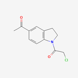 molecular formula C12H12ClNO2 B15343896 1-(5-Acetyl-2,3-dihydroindol-1-yl)-2-chloroethanone 