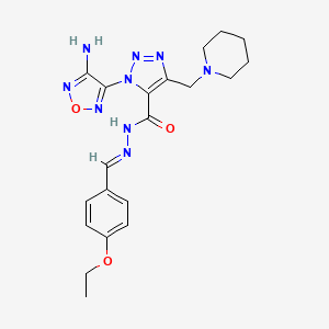 molecular formula C20H25N9O3 B15344403 3-(4-amino-1,2,5-oxadiazol-3-yl)-N-[(E)-(4-ethoxyphenyl)methylideneamino]-5-(piperidin-1-ylmethyl)triazole-4-carboxamide 