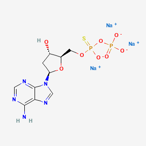 molecular formula C10H12N5Na3O8P2S B15344680 Adenosine,2'-deoxy-,5'-ester with thiodiphosphoric acid([(ho)2p(o)]2s)(9ci) 