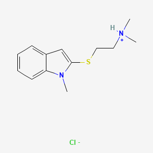molecular formula C13H19ClN2S B15344737 Indole, 2-((2-(dimethylamino)ethyl)thio)-1-methyl-, monohydrochloride CAS No. 27292-24-6