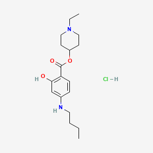 molecular formula C18H29ClN2O3 B15344773 Salicylic acid, p-butylamino-, 1-ethyl-4-piperidyl ester, hydrochloride CAS No. 78308-37-9