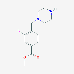 molecular formula C13H17IN2O2 B15344798 Methyl 3-iodo-4-(piperazin-1-ylmethyl)benzoate CAS No. 1131614-86-2