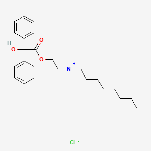 molecular formula C26H38ClNO3 B15344984 Dimethyl(2-hydroxyethyl)octylammonium chloride benzilate CAS No. 27856-04-8