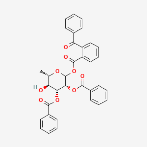 molecular formula C34H28O9 B15345027 Tetra-O-benzoyl-beta-L-rhamnopyranose 