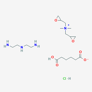 molecular formula C18H39ClN4O6 B15345046 N'-(2-aminoethyl)ethane-1,2-diamine;dimethyl-bis(oxiran-2-ylmethyl)azanium;6-hydroxy-6-oxohexanoate;hydrochloride CAS No. 61840-27-5
