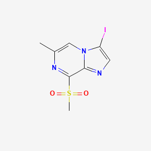 molecular formula C8H8IN3O2S B15345072 3-Iodo-8-methanesulfonyl-6-methylimidazo[1,2-a]pyrazine 