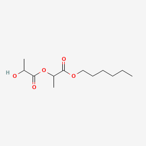 molecular formula C12H22O5 B15345095 Propanoic acid, 2-hydroxy-, 2-(hexyloxy)-1-methyl-2-oxoethyl ester CAS No. 73747-55-4