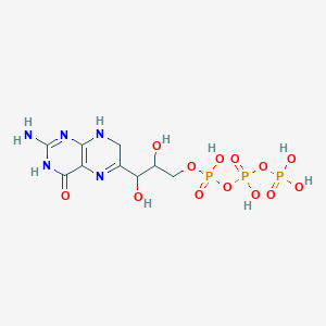 molecular formula C9H16N5O13P3 B15345105 [[3-(2-amino-4-oxo-7,8-dihydro-3H-pteridin-6-yl)-2,3-dihydroxypropoxy]-hydroxyphosphoryl] phosphono hydrogen phosphate 